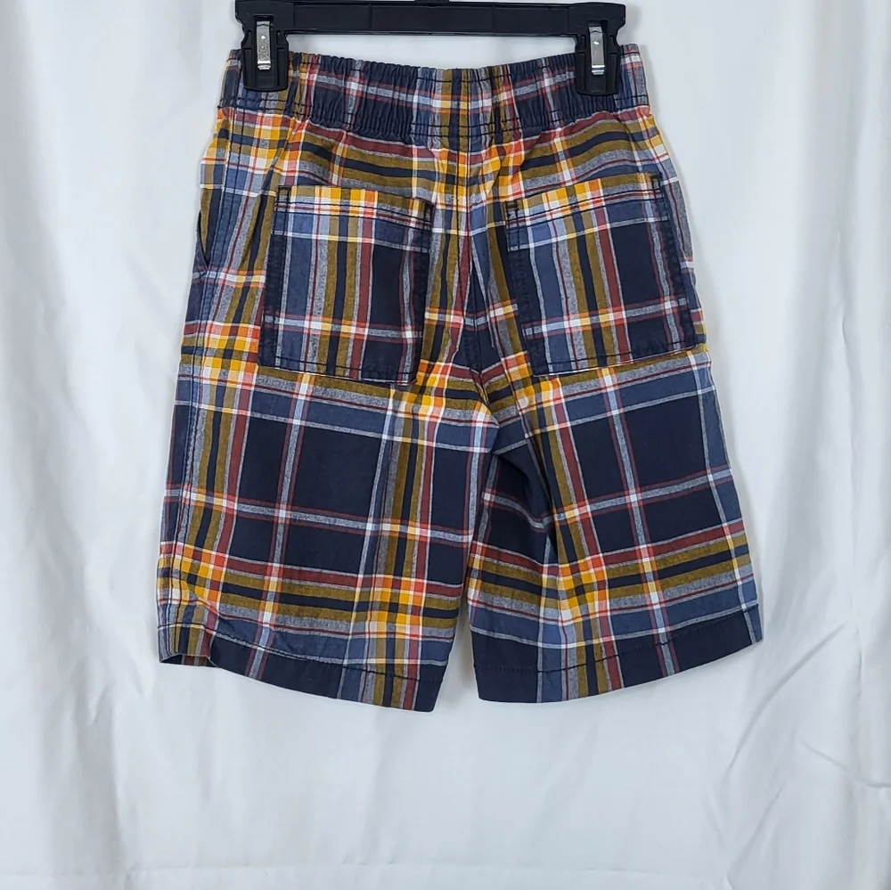 Gymboree Boys 2017 Orange Gray White Plaid Elastic Waist Pull On Shorts Size 7‎